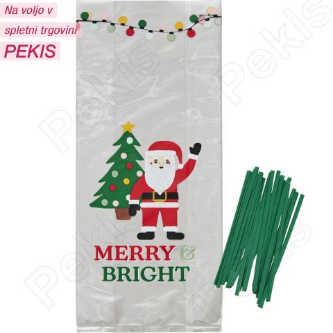 Wilton vrečke Božiček Merry & Bright (20 kom) z vezicami