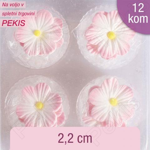 Sladkorne roza-bele rožice (2,2cm) 12 kom