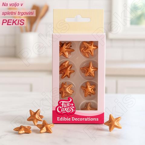 Dekoracija iz fondanta bronasto zlate zvezdice, 24 kom