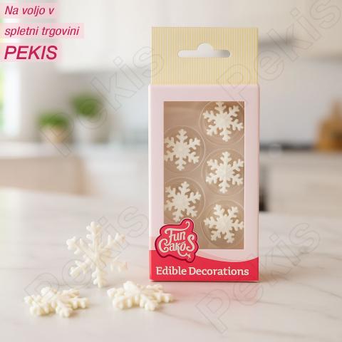 Dekoracija iz fondanta bele snežinke, 12 kom