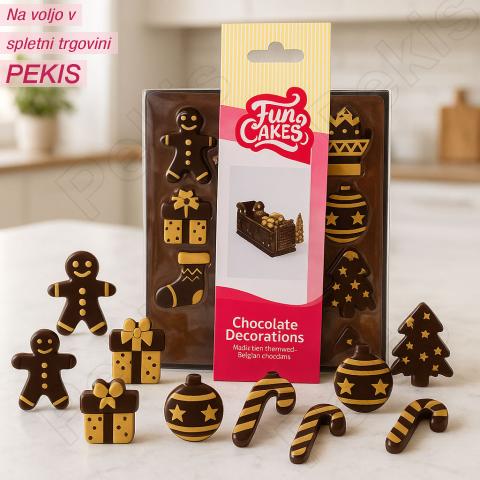 Čokoladna dekoracija (12 kom) Zlat Božič ***-40%***