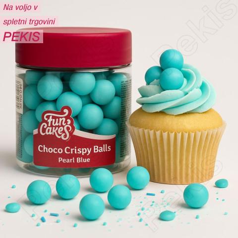 Čoko hrustljave kroglice Pearl Blue (15 mm) biserno modre