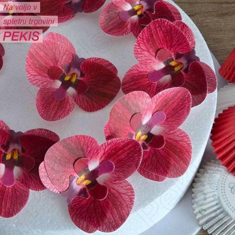 Wafer rdeča Orhideje (8cm) 10 kom