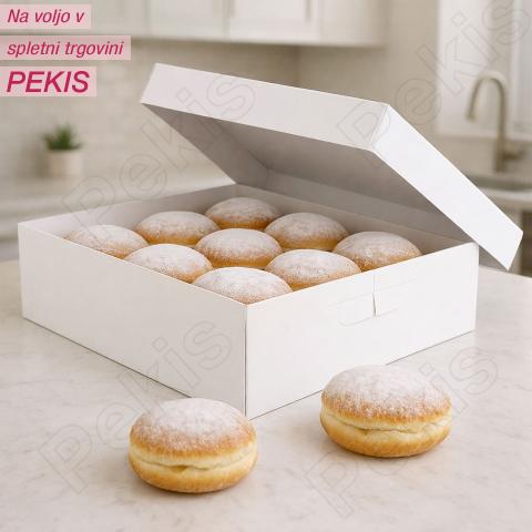 Škatla za krofe ali pito – kartonska embalaža 30×30×8 cm