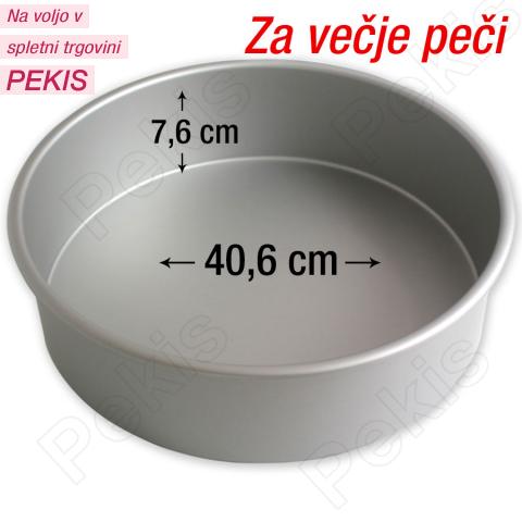 PME okrogel pekač za torte 40,6 cm +3cm roba, višina 7,6 cm