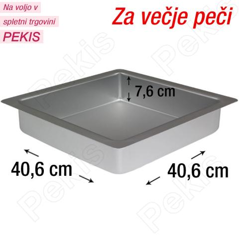 PME kvadraten pekač za biskvit 40,6 x 40,6 cm + 3cm roba, višina 7,6 cm