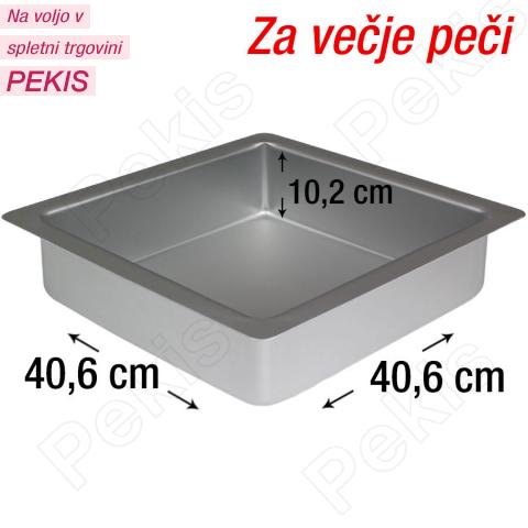 PME kvadraten pekač za biskvit 40,6 x 40,6 cm +3cm roba, višina 10,2 cm