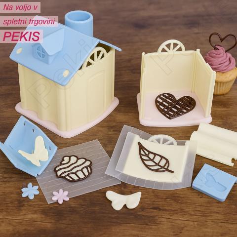 Modelirna hiša za čokoladne in fondantne dekoracije – 14-delni komplet za ustvarjalne sladke motive (-35%)