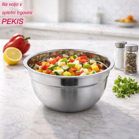 Posoda iz nerjavečega jekla 21 cm (2,6 l) za gnetenje, stepanje in pripravo solat