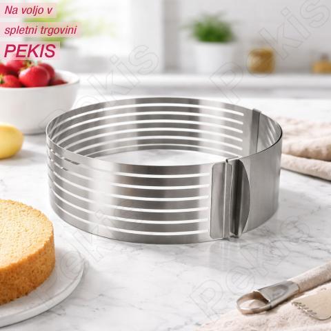 Nastavljiv obroč za rezanje biskvita (24–30 cm) popolne plasti torte