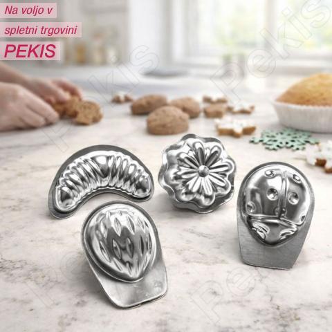 Kovinski modelčki (20 kom) za rogljičke, kolačke, orehe in pikapolonice