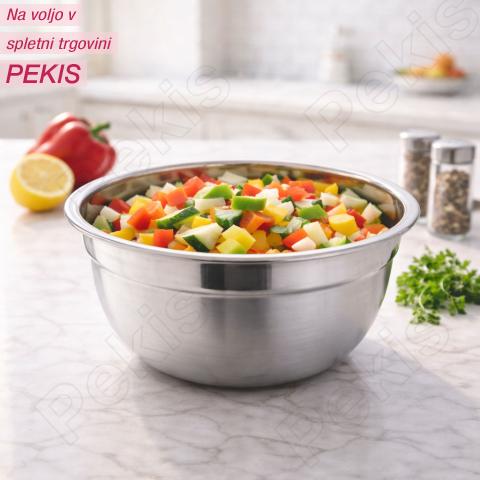 Posoda iz nerjavečega jekla 25 cm (4,8 l) za gnetenje, stepanje in pripravo solat