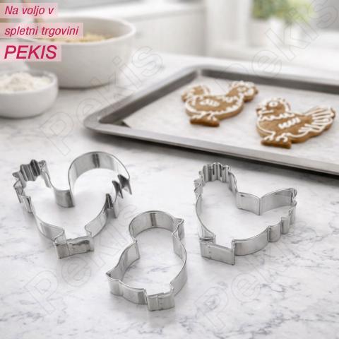 Modelčki za piškote iz nerjavečega jekla – pomladna kolekcija (3 kosi)