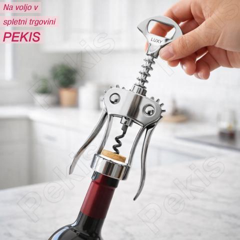 Kromiran kovinski odpirač za vino LUXY – eleganca brez napora