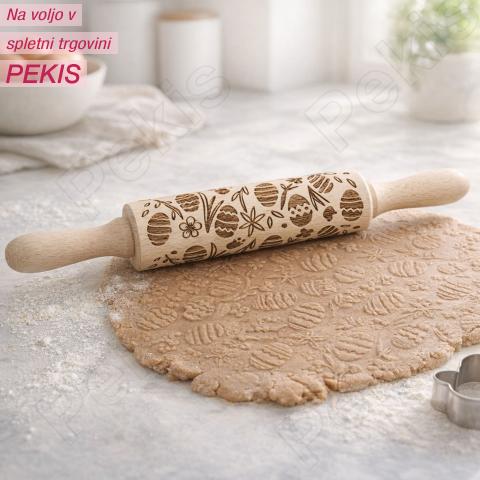 Lesen valjar za dekoracijo VELIKA NOČ 16/33 cm – nežni vzorci v naravnem testu