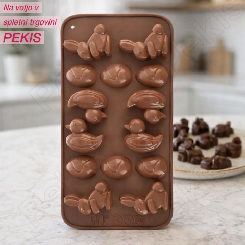 Silikonski model (3-4 cm) za velikonočne čokoladne, zajčke, račke in jajca