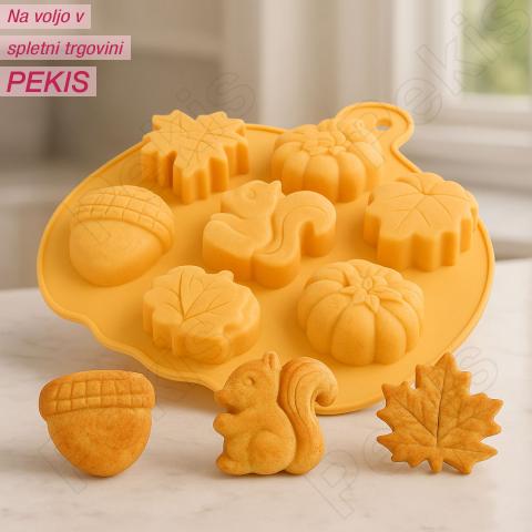 Silikonski model (jesenske oblike) za 7 mafinov