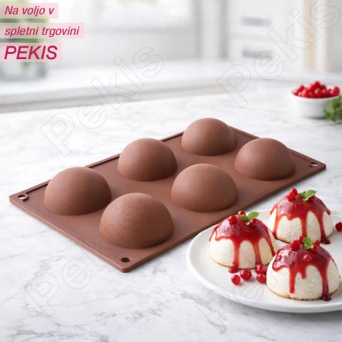 Silikonski pekač polobla (6,5 cm) profesionalna oblika za moderne sladice
