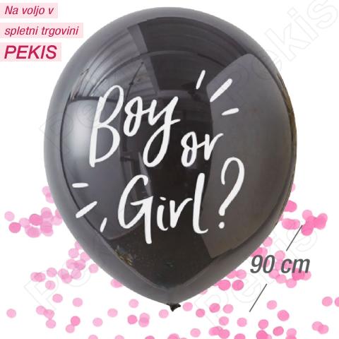 Boy or Girl (balon + konfeti) 90 cm, ROZA