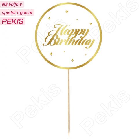 Topper za torto zlat krog (št.1) Happy Birthday Topper za torto zlat krog (št.1) Happy Birthday