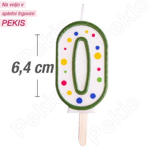 Svečka številka, Zelena (6,4cm) št.0 Svečka številka, Zelena (6,4cm) št.0