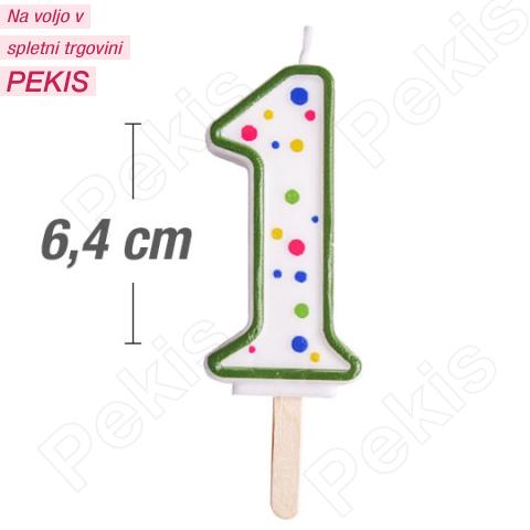 Svečka številka, Zelena (6,4cm) št.1 Svečka številka, Zelena (6,4cm) št.1
