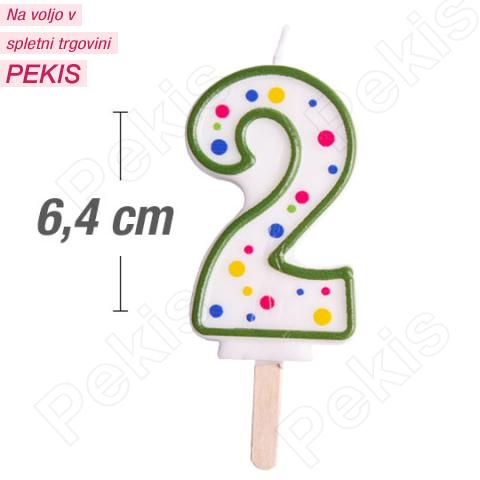 Svečka številka, Zelena (6,4cm) št.2 Svečka številka, Zelena (6,4cm) št.2