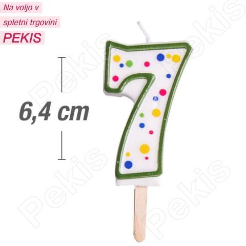 Svečka številka, Zelena (6,4cm) št.7 Svečka številka, Zelena (6,4cm) št.7