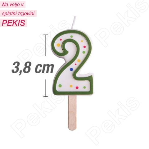 Svečka številka, Zelena (3,8cm) št.2 Svečka številka, Zelena (3,8cm) št.2