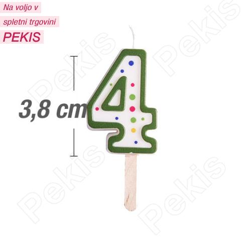 Svečka številka, Zelena (3,8cm) št.4 Svečka številka, Zelena (3,8cm) št.4