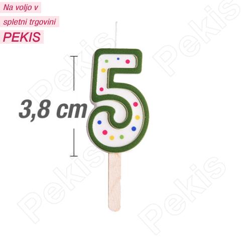 Svečka številka, Zelena (3,8cm) št.5