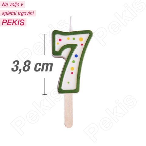 Svečka številka, Zelena (3,8cm) št.7