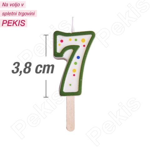 Svečka številka, Zelena (3,8cm) št.7 Svečka številka, Zelena (3,8cm) št.7