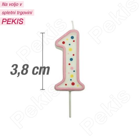 Svečka številka, Roza (3,8cm) št.1 Svečka številka, Roza (3,8cm) št.1