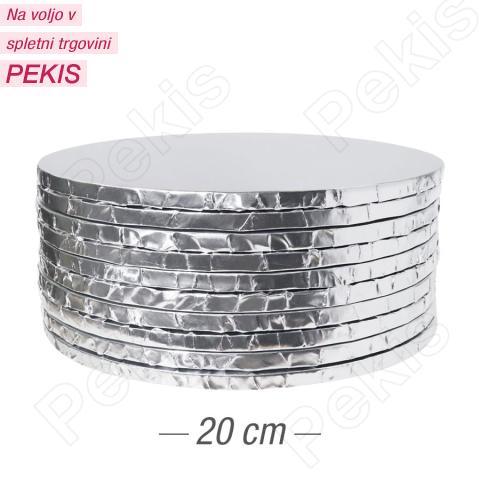 10x Podstavek iz močnega kartona 20cm (10mm) Srebrn ***-40%***