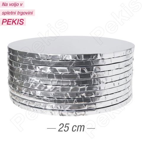 10x Podstavek iz močnega kartona 25cm (10mm) Srebrn ***-40%***