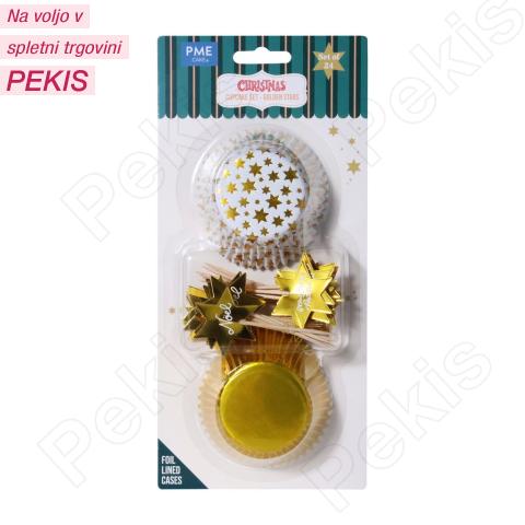Komplet za muffine (24 papirčkov + 24 topperjev) ZLATE ZVEZDICE