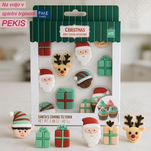 Sladkorna dekoracija Božiček prihaja v mesto (PME) 12 kom