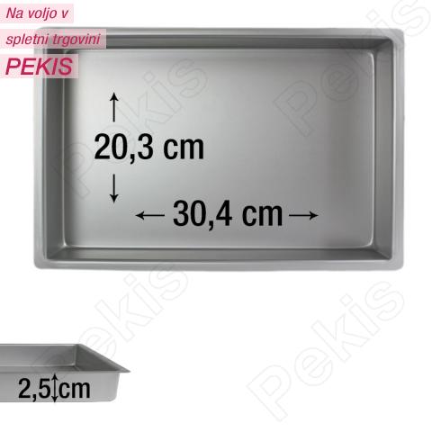 PME pravokotni pekač za biskvit 30,4 x 20,3 cm, višina 2,5 cm PME pravokotni pekač za biskvit 30,4 x 20,3 cm, višina 2,5 cm