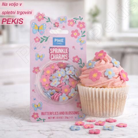 Posip metuljčki in cvetovi (PME 25g) za romantične sladice