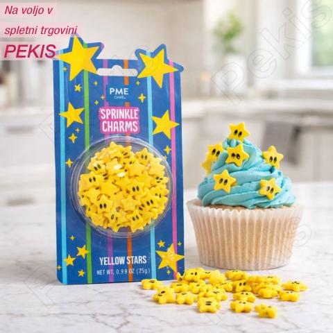 Posip rumene zvezdice s šarmom (PME 25g) za dekoracijo sladic