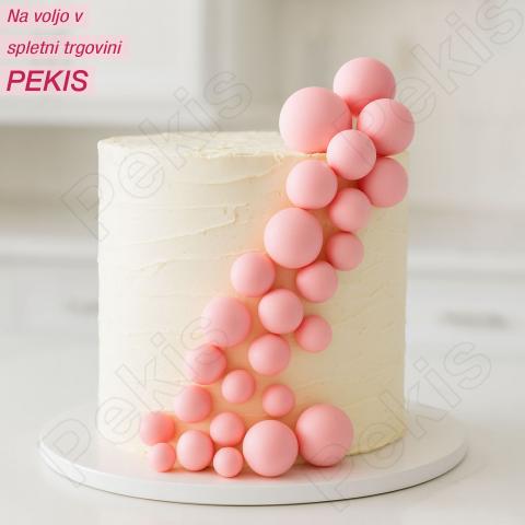 Topper kroglice za torto – svetlo roza pink (20 kosov)