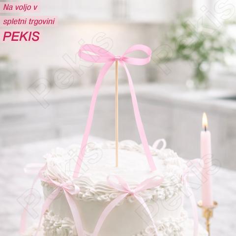 Roza pentlja za okrasitev torte (10 kom) nežnost, ki ostane v spominu