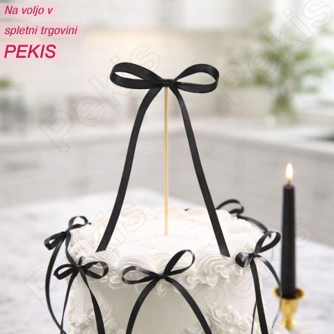 Črna pentlja za okrasitev torte (10 kom) eleganca z značajem