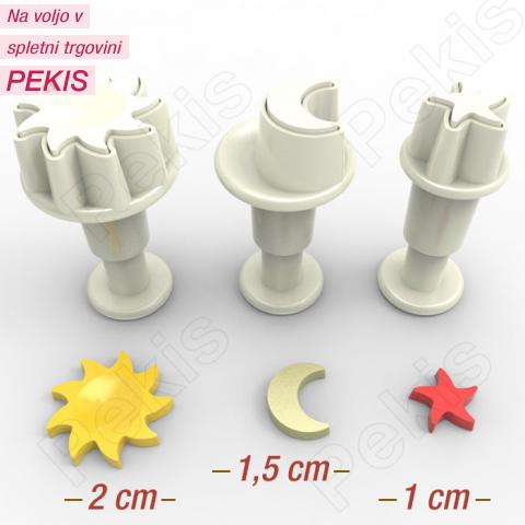 MINI sonček, lunca, zvezda (modelčki na vzvod) 3 delni MINI sonček, lunca, zvezda (modelčki na vzvod) 3 delni