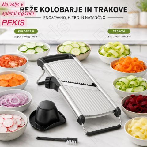 Rezalnik za zelenjavo: za rezine in rezance (nastavljiv do 9 mm)