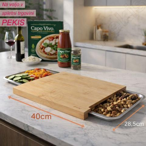 Bambusova deska s posodami – pametno sekljanje brez nereda