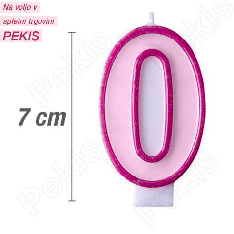 Svečka številka, Roza (7cm) št.0 Svečka številka, Roza (7cm) št.0