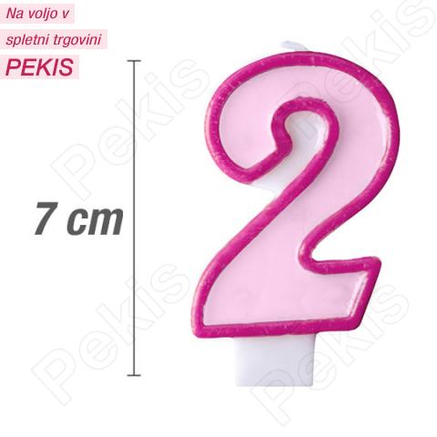 Svečka številka, Roza (7cm) št.2