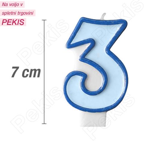 Svečka številka, Modra (7cm) št.3